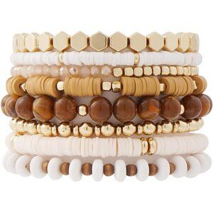 Heishi Clay Bead Bracelet Set Women Boho Stackable Elastic Jewelry